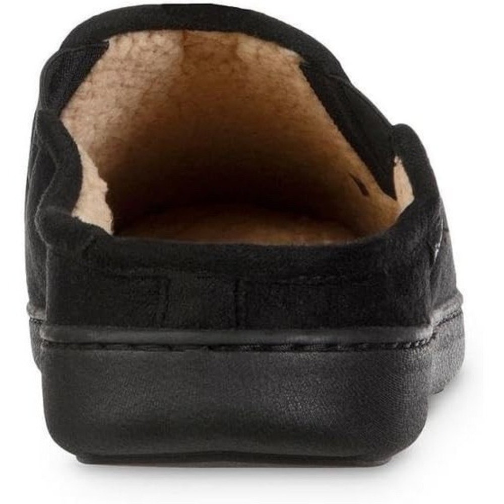 Isotoner Black Microsuede Hoodback Memory Foam Clog Slippers black‎ L 9.5-10.5 - Picture 2 of 9